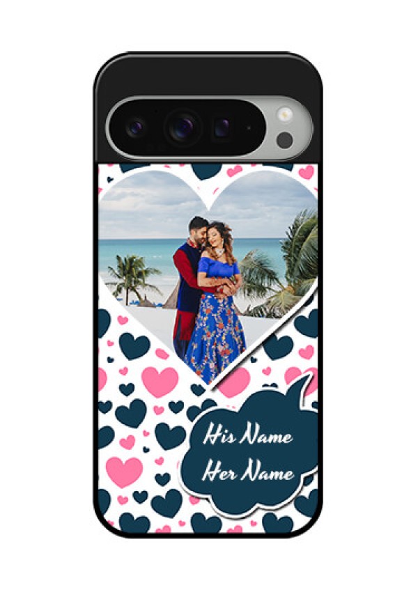 Google Pixel 9 Pro Xl Custom Glass Phone Case - Pink and Blue Heart Design
