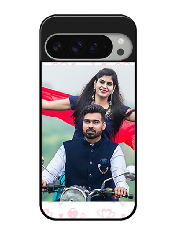 Custom Google Pixel 9 Pro Xl Custom Glass Phone Case - Pink Flying Heart Design