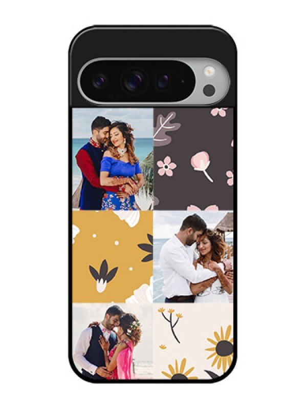 Custom Google Pixel 9 Pro Xl Custom Glass Phone Case - 3 Images With Floral Design