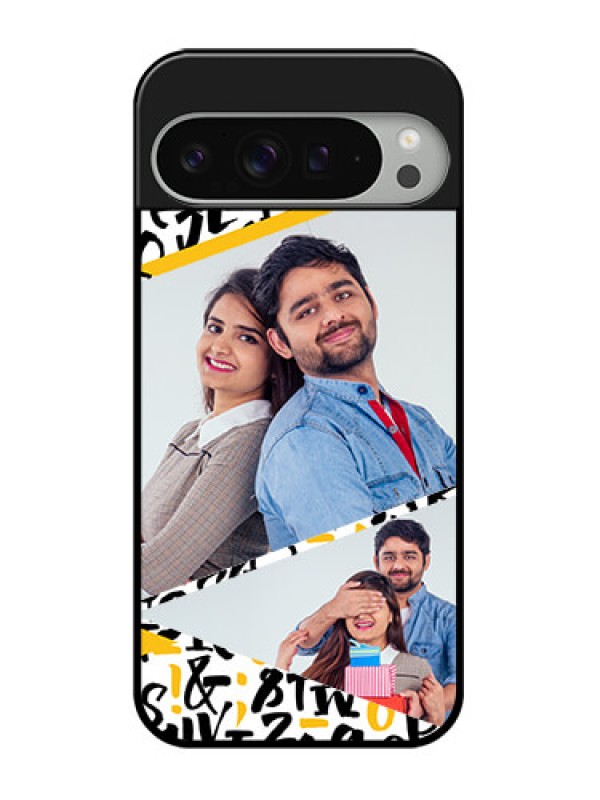Custom Google Pixel 9 Pro Xl Custom Glass Phone Case - Letters Pattern Design