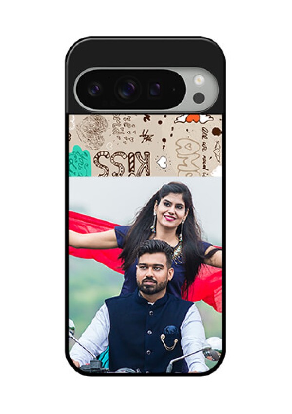 Google Pixel 9 Pro Xl Custom Glass Phone Case - Love Doodle Pattern