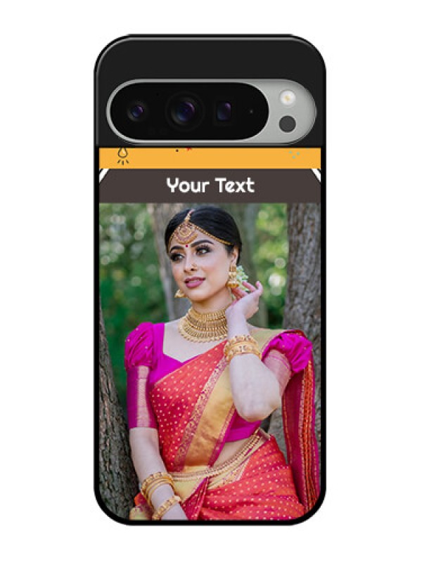 Custom Google Pixel 9 Pro Xl Custom Glass Phone Case - With Family Picture And Icons