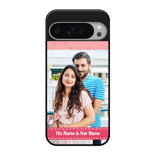 Google Pixel 9 Pro Xl Custom Glass Phone Case - Love Design Peach Color