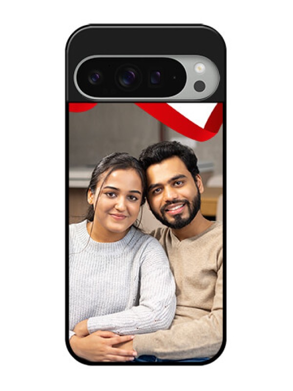 Custom Google Pixel 9 Pro Xl Custom Glass Phone Case - Red Ribbon Frame Design