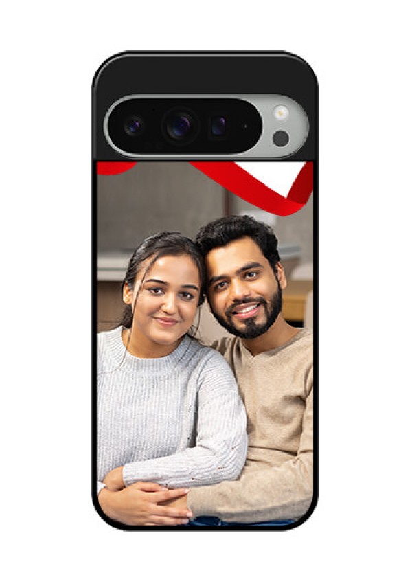 Google Pixel 9 Pro Xl Custom Glass Phone Case - Red Ribbon Frame Design