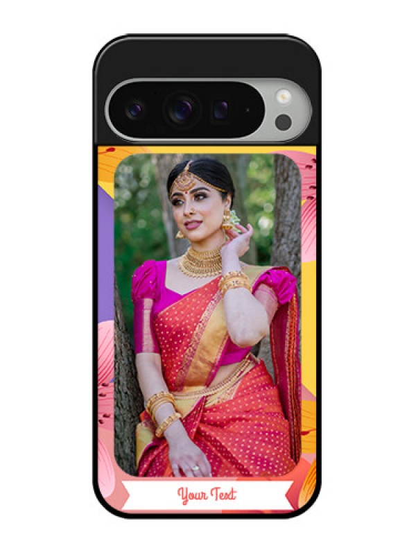 Custom Google Pixel 9 Pro Xl Custom Glass Phone Case - 3 Image With Vintage Floral Design