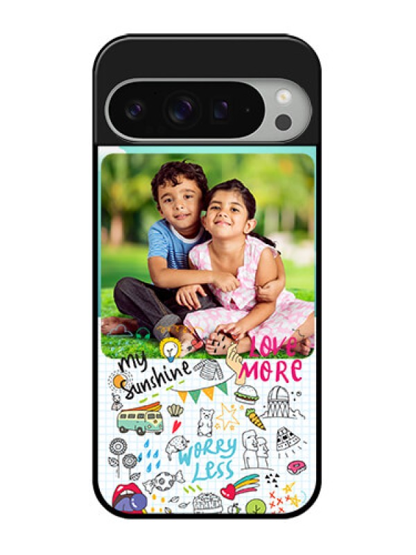 Custom Google Pixel 9 Pro Xl Custom Glass Phone Case - Doodle Love Design