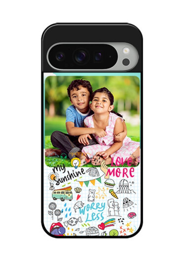 Google Pixel 9 Pro Xl Custom Glass Phone Case - Doodle Love Design