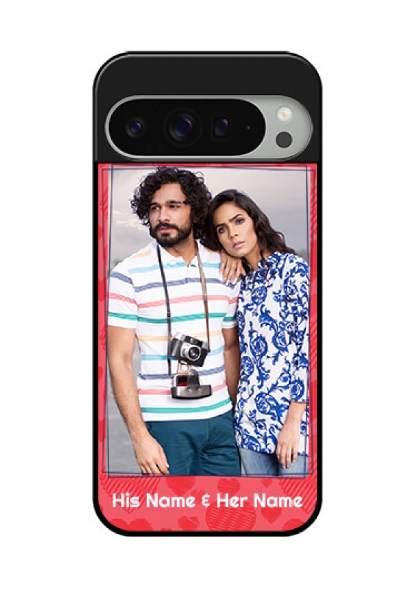 Google Pixel 9 Pro Xl Custom Glass Phone Case - With Red Heart Symbols Design