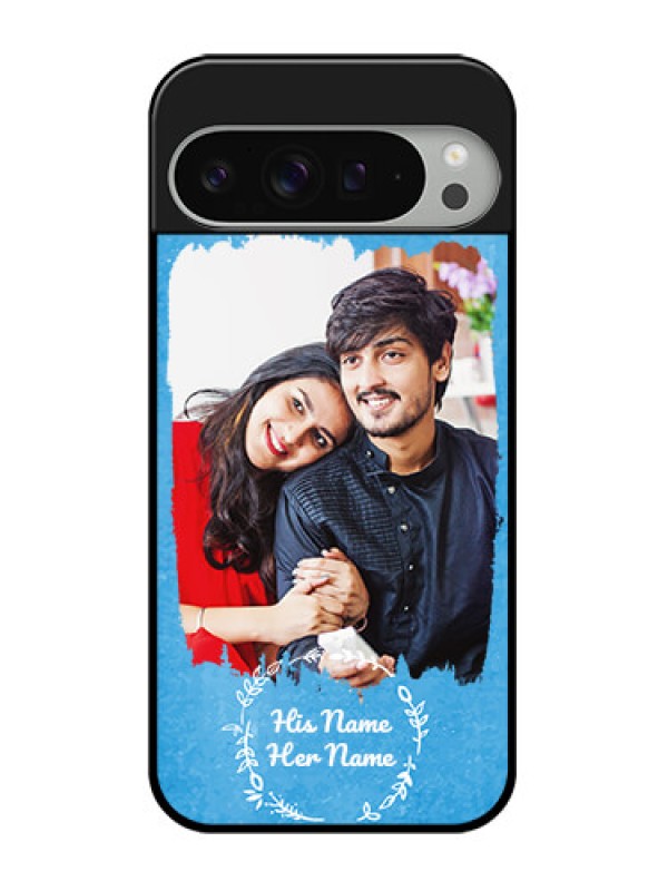 Custom Google Pixel 9 Pro Xl Custom Glass Phone Case - Blue Color Vintage Design