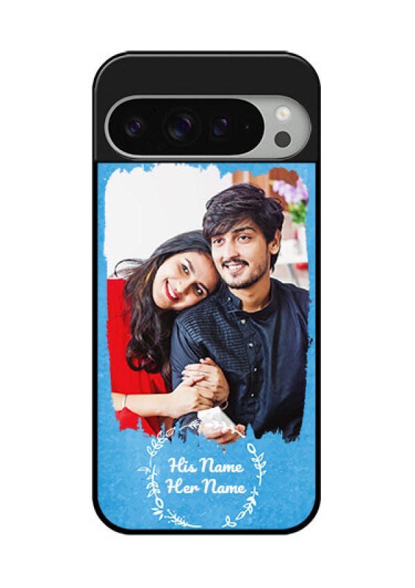 Google Pixel 9 Pro Xl Custom Glass Phone Case - Blue Color Vintage Design