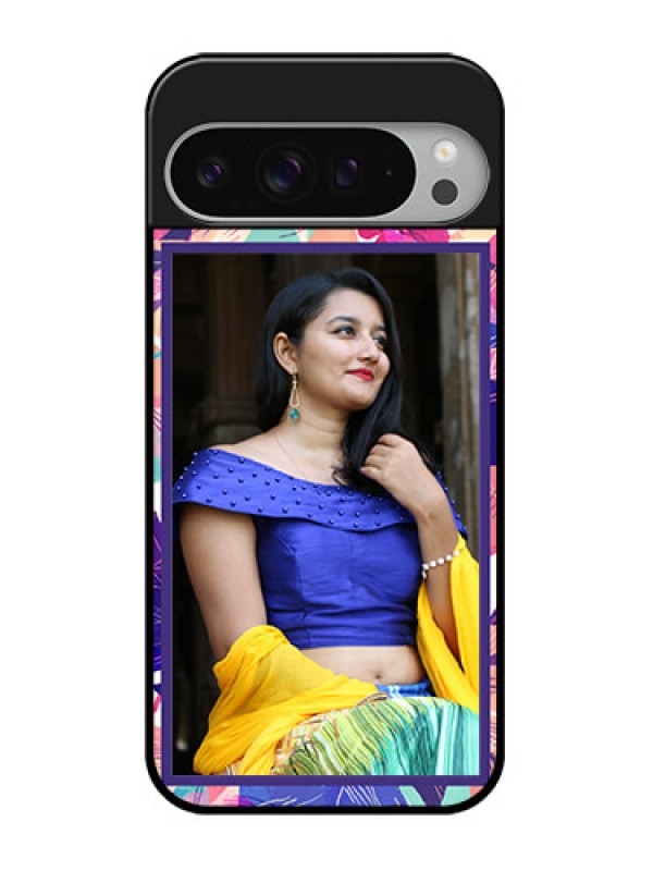 Custom Google Pixel 9 Pro Xl Custom Glass Phone Case - Abstract Floral Design