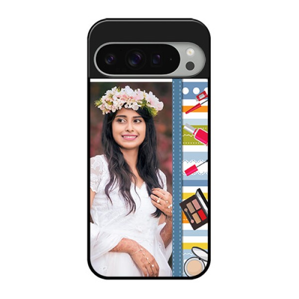 Google Pixel 9 Pro Xl Custom Glass Phone Case - Makeup Icons Design