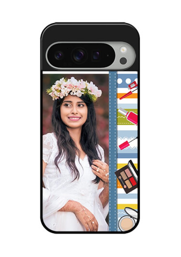 Google Pixel 9 Pro Xl Custom Glass Phone Case - Makeup Icons Design