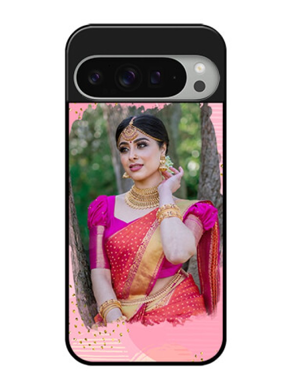 Custom Google Pixel 9 Pro Xl Custom Glass Phone Case - Gold Glitter Splash Design