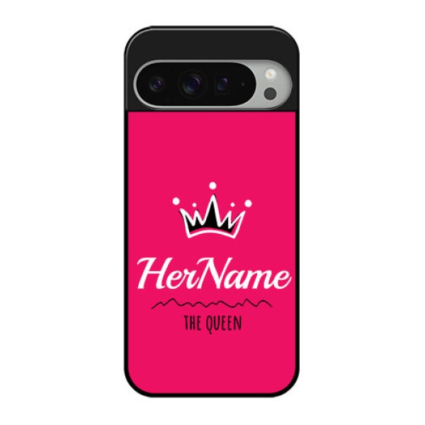 Google Pixel 9 Pro Xl Custom Glass Phone Case - Queen With Name Design