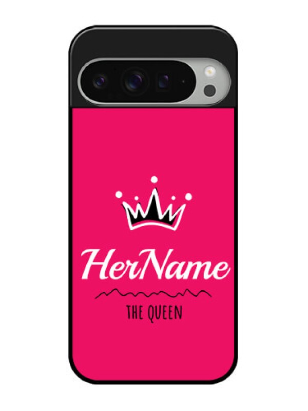 Custom Google Pixel 9 Pro Xl Custom Glass Phone Case - Queen With Name Design