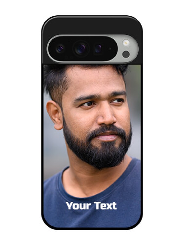 Custom Google Pixel 9 Pro Xl Custom Glass Phone Case - Photo With Text Design