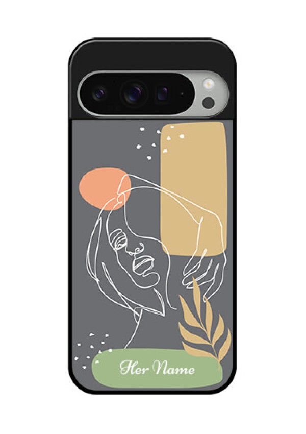 Google Pixel 9 Pro Xl Custom Glass Phone Case - Gazing Woman Line Art Design