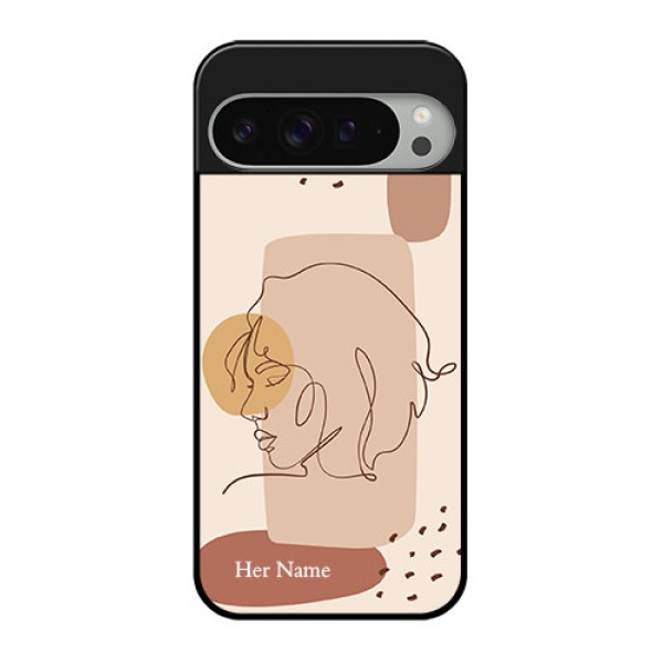 Google Pixel 9 Pro Xl Custom Glass Phone Case - Calm Woman Line Art Design