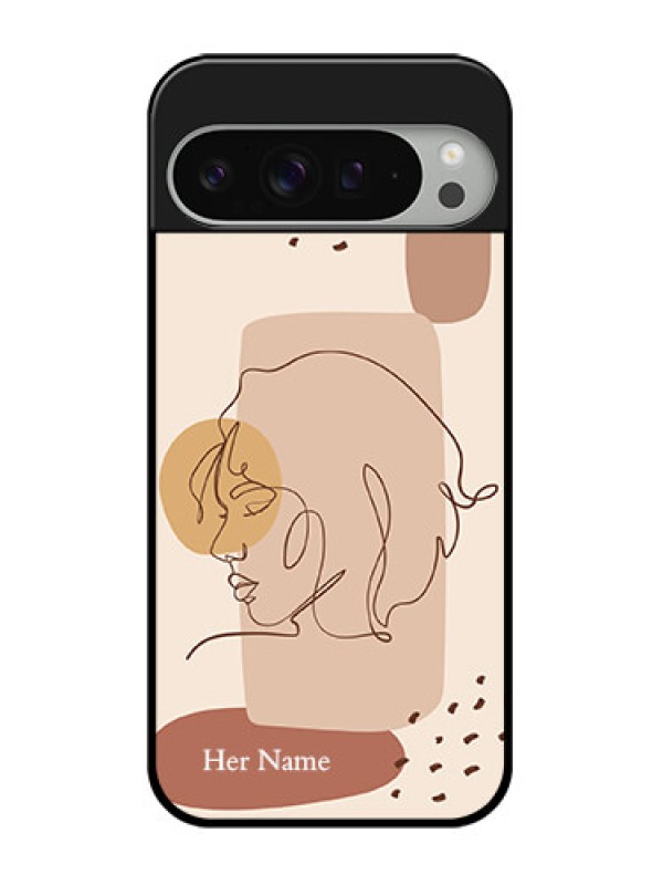 Custom Google Pixel 9 Pro Xl Custom Glass Phone Case - Calm Woman Line Art Design