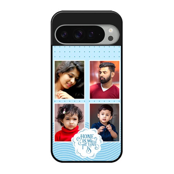 Google Pixel 9 Pro Xl Custom Glass Phone Case - Cute Love Quote With 4 Pic Upload Design