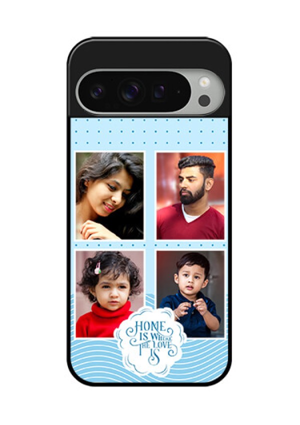 Google Pixel 9 Pro Xl Custom Glass Phone Case - Cute Love Quote With 4 Pic Upload Design