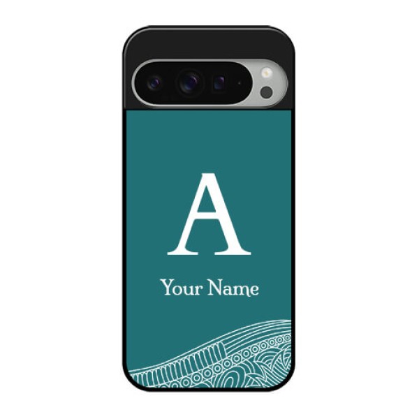Google Pixel 9 Pro Xl Custom Glass Phone Case - Line Art Pattern With Custom Name Design