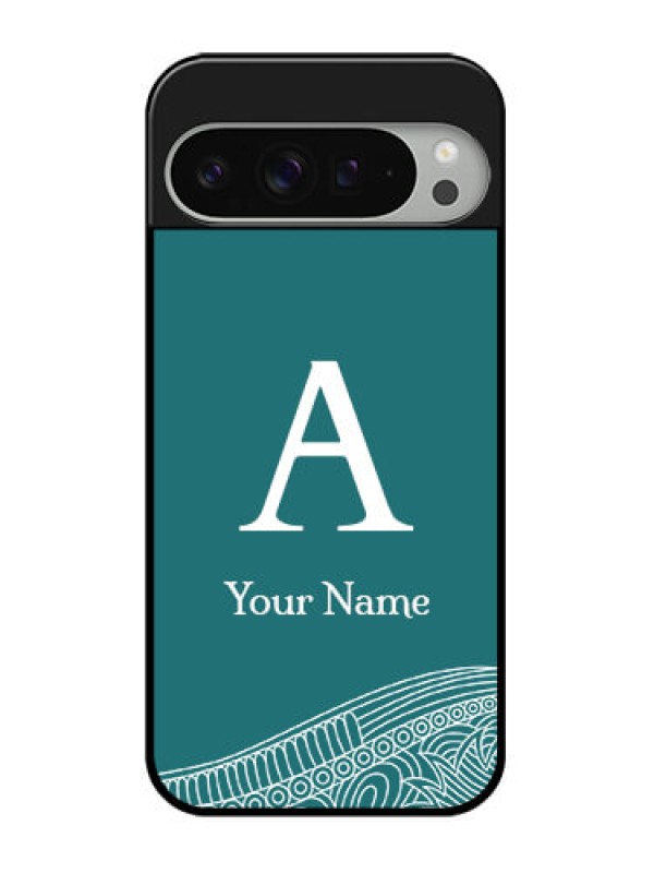 Custom Google Pixel 9 Pro Xl Custom Glass Phone Case - Line Art Pattern With Custom Name Design