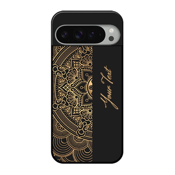 Google Pixel 9 Pro Xl Custom Glass Phone Case - Mandala Art With Custom Text Design