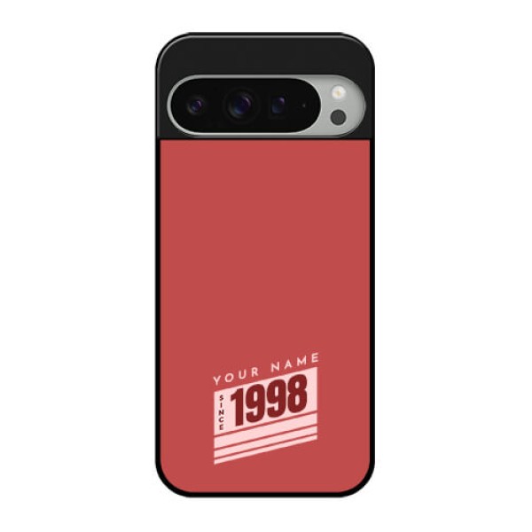 Google Pixel 9 Pro Xl Custom Glass Phone Case - Red Custom Year Of Birth Design