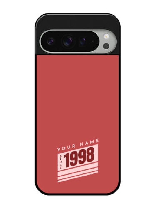 Custom Google Pixel 9 Pro Xl Custom Glass Phone Case - Red Custom Year Of Birth Design