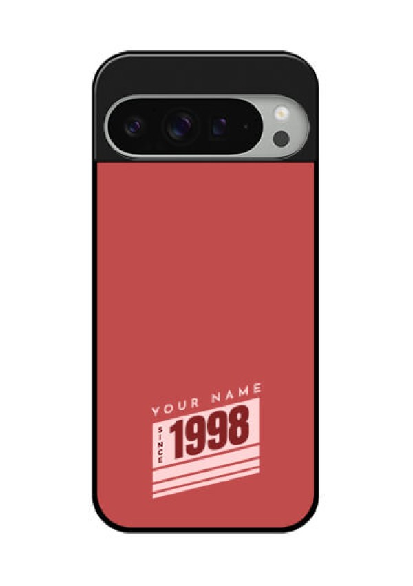 Google Pixel 9 Pro Xl Custom Glass Phone Case - Red Custom Year Of Birth Design