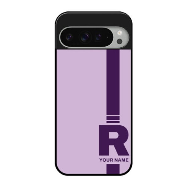 Google Pixel 9 Pro Xl Custom Glass Phone Case - Simple Dual Tone Stripe With Name Design