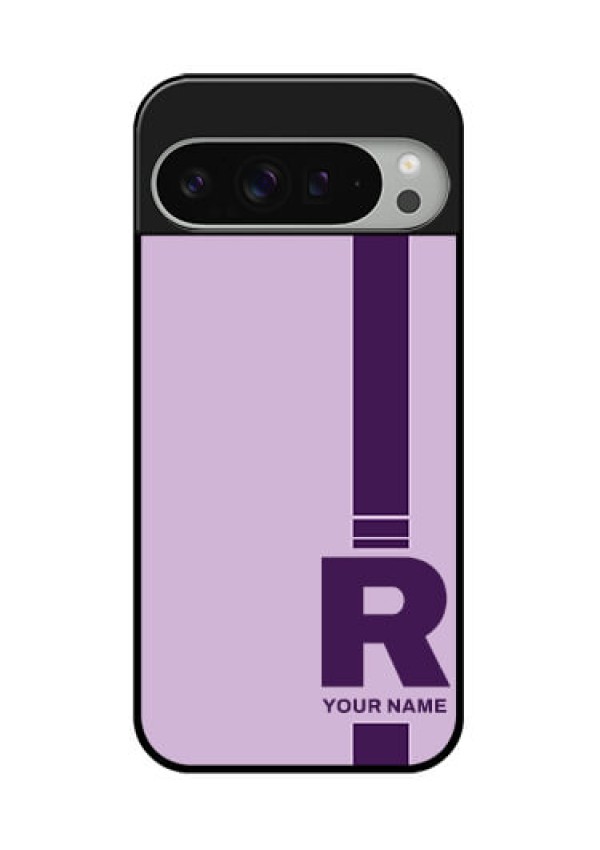 Google Pixel 9 Pro Xl Custom Glass Phone Case - Simple Dual Tone Stripe With Name Design