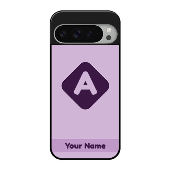 Google Pixel 9 Pro Xl Custom Glass Phone Case - Custom Letter In Curved Badge Design