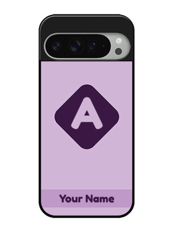 Custom Google Pixel 9 Pro Xl Custom Glass Phone Case - Custom Letter In Curved Badge Design