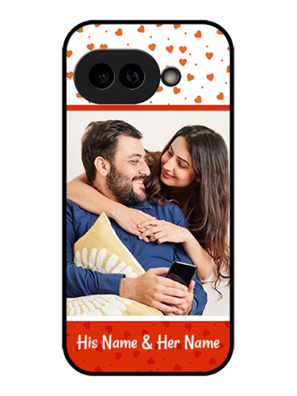 Custom Pixel 9A 5G Custom Glass Phone Case - Orange Love Symbol Design