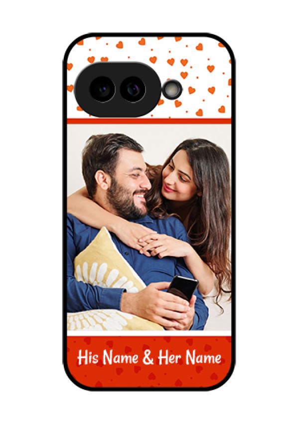 Pixel 9A 5G Custom Glass Phone Case - Orange Love Symbol Design