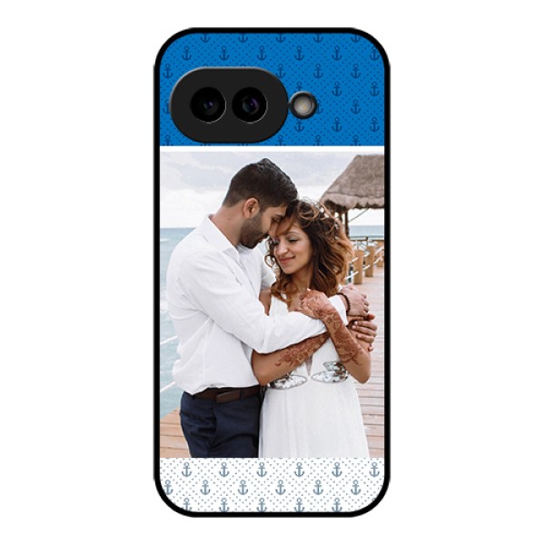 Pixel 9A 5G Custom Glass Phone Case - Blue Anchors Design