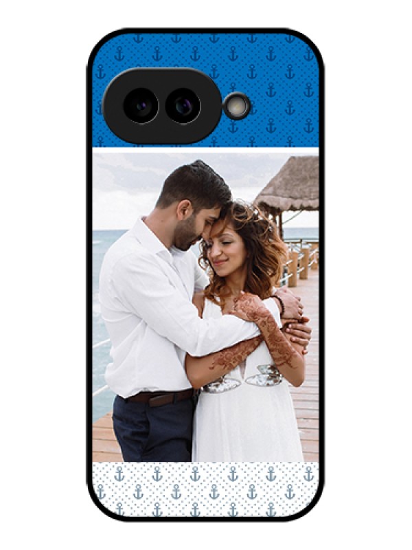 Custom Pixel 9A 5G Custom Glass Phone Case - Blue Anchors Design