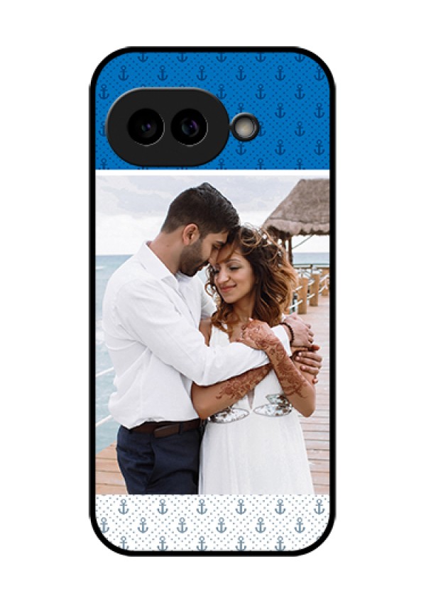 Pixel 9A 5G Custom Glass Phone Case - Blue Anchors Design