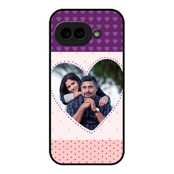 Pixel 9A 5G Custom Glass Phone Case - Violet Love Dots Design