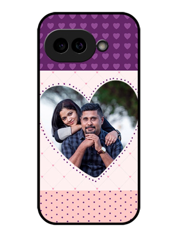 Custom Pixel 9A 5G Custom Glass Phone Case - Violet Love Dots Design