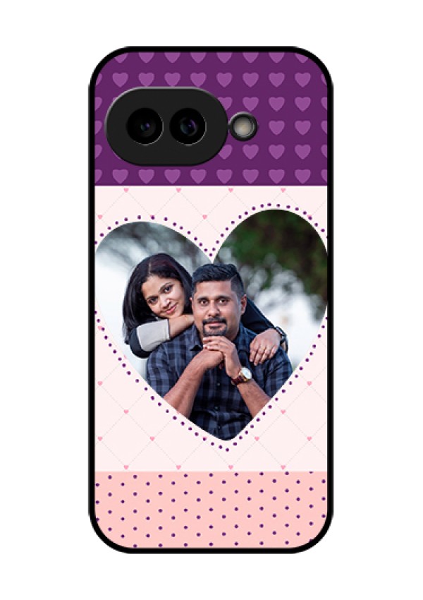 Pixel 9A 5G Custom Glass Phone Case - Violet Love Dots Design