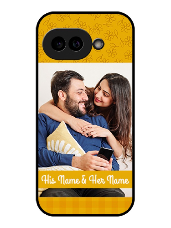 Custom Pixel 9A 5G Custom Glass Phone Case - Yellow Floral Design