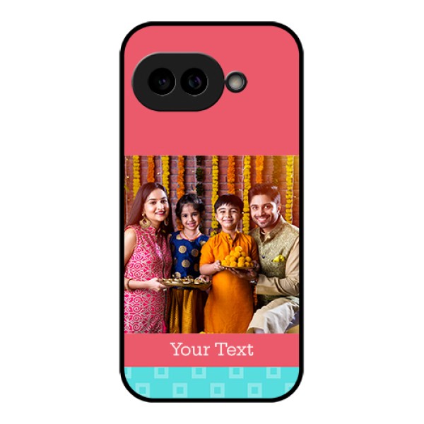 Pixel 9A 5G Custom Glass Phone Case - Peach & Blue Color Design