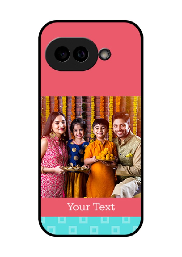 Pixel 9A 5G Custom Glass Phone Case - Peach & Blue Color Design