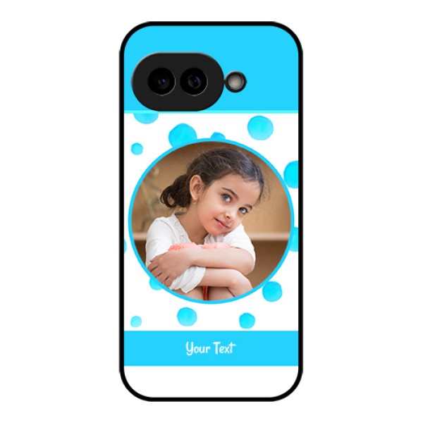 Pixel 9A 5G Custom Glass Phone Case - Blue Bubbles Pattern Design