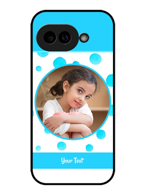 Custom Pixel 9A 5G Custom Glass Phone Case - Blue Bubbles Pattern Design